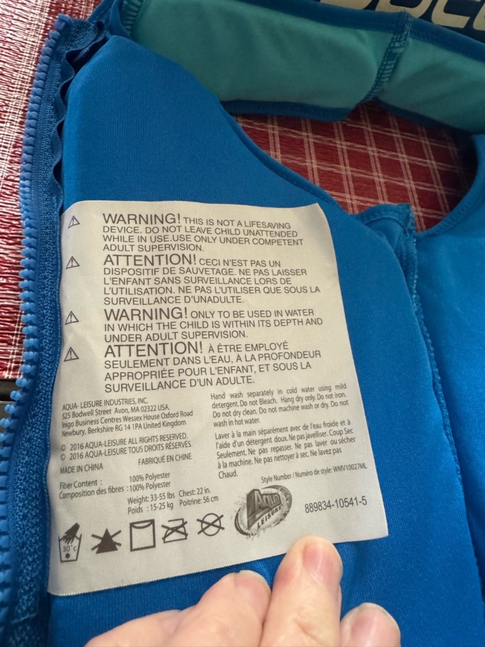 Speedo & swim school brand Kids Blue and Aqua Neoprene Swim Vest Set of 2 UPF 50 - Picture 3 of 6
